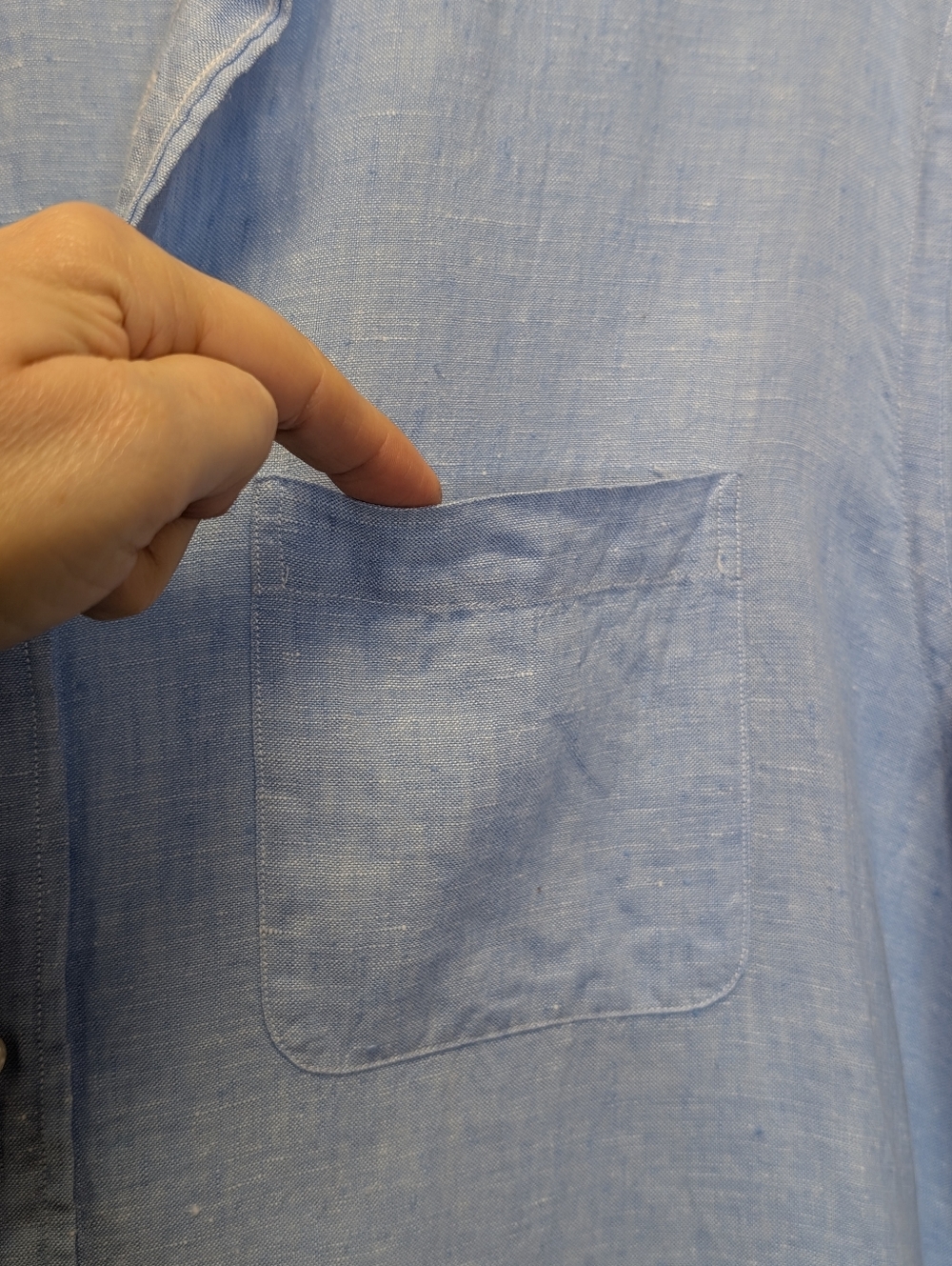 Brooks Brothers Linen Shirt XL Light Blue Button Front Short Sleeve Textured - Picture 6 of 13